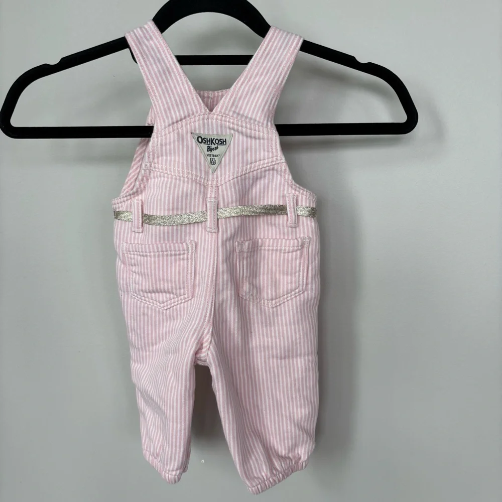 Oshkosh Bgosh‎ Pink Striped Overalls Size 6 month